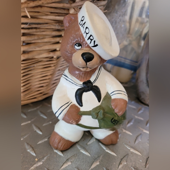 NAVY USS Seahorse Tribute - Sailor Bear Ceramic Figure Hand Painted VINTAGE EUC - Picture 2 of 2